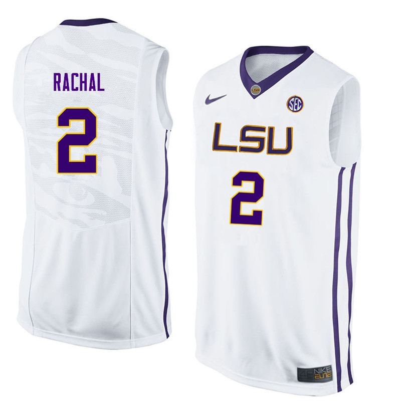 Men #2 Brandon Rachal LSU Tigers College Basketball Jerseys Sale-White - Click Image to Close